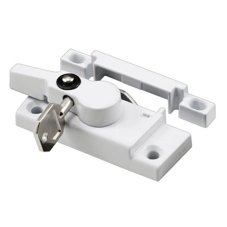 Keyed Sash Lock With Keeper, 2-5/16 In. Hole Centers, Diecast, White